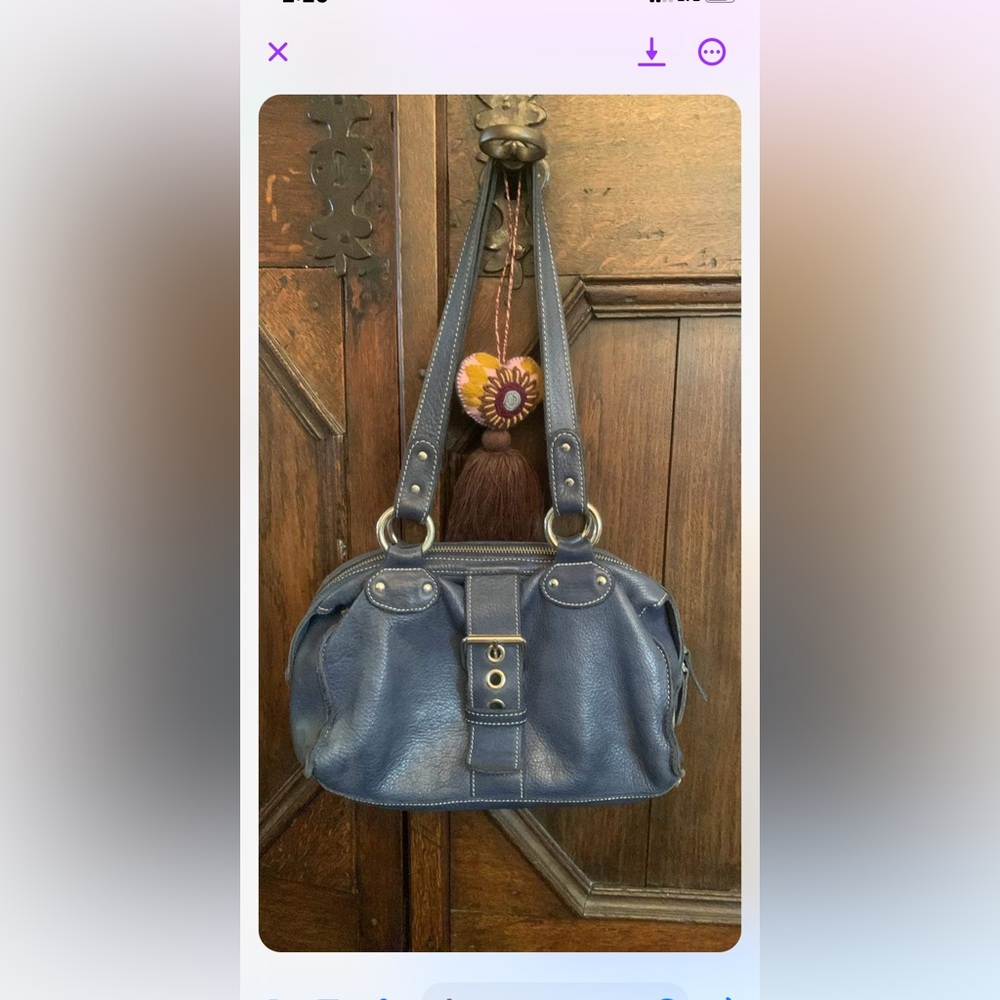 Roots Denim Blue Leather Bag shoulder Satchel